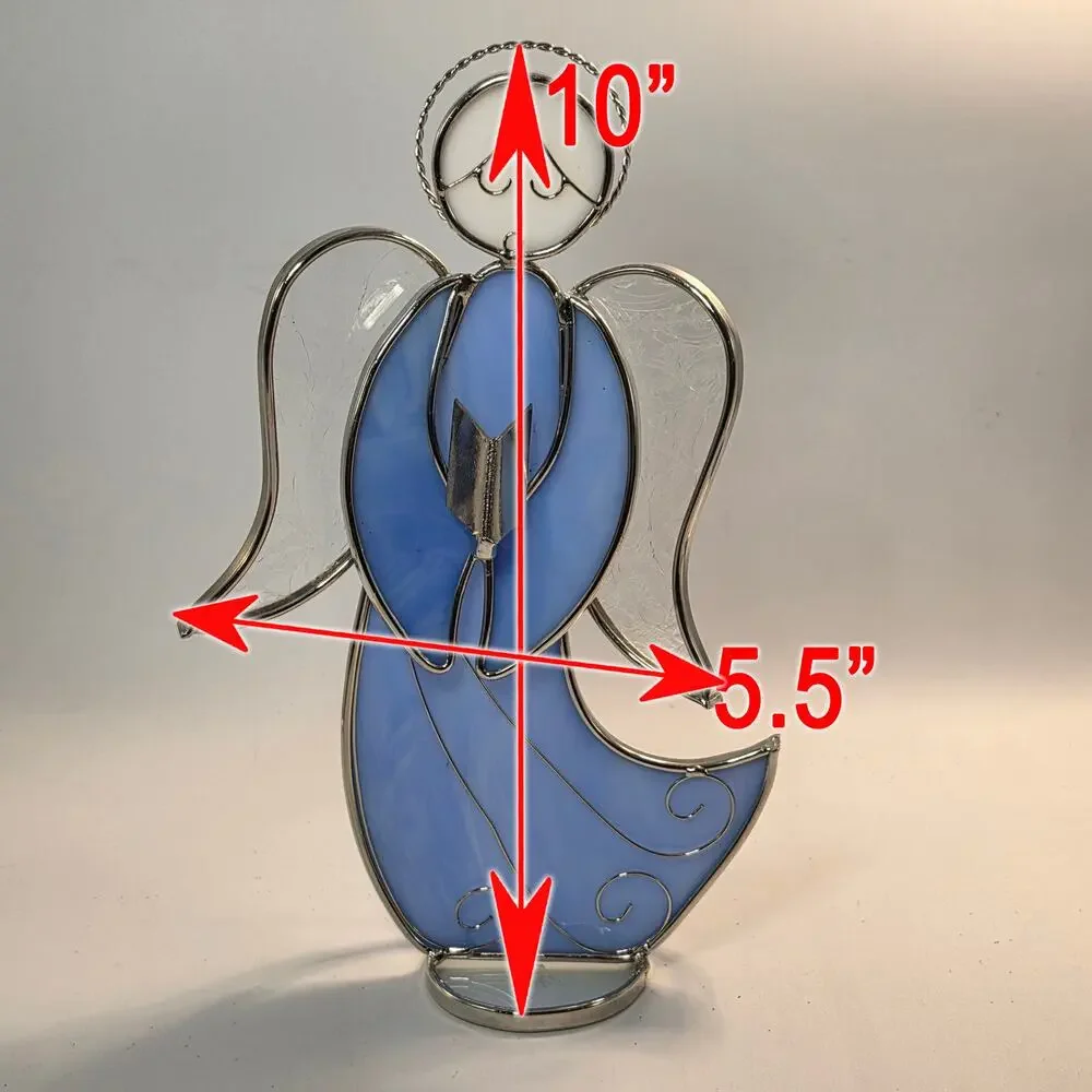 Blue Stained Glass Choir Angel Standing Figurine 10